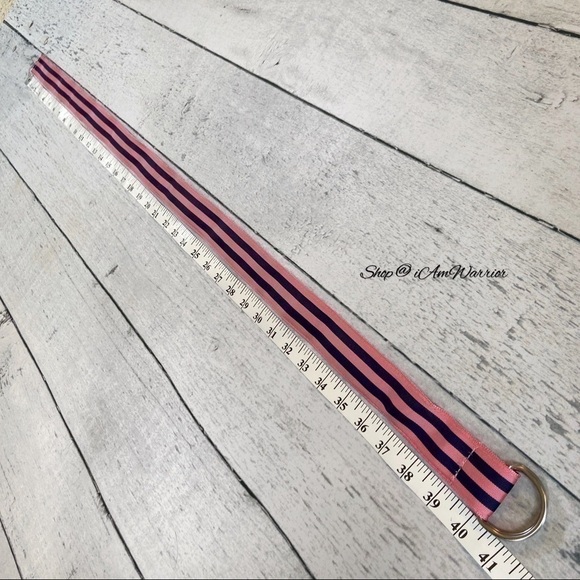 J.Crew pink & navy blue striped ribbon d-ring adjustable belt *Shop@iAmWarrior main image 4